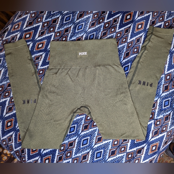 PINK Victoria's Secret Pants - Victoria Secret Pink Olive Green Compression Leggings XS